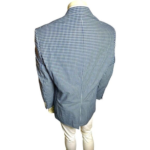 Lauren by Ralph Lauren Navy and White Gingham Blazer Like New Condition Size 46R - Picture 2 of 6